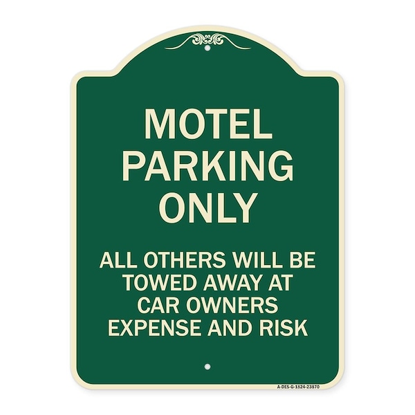 Signmission Motel Parking Only All Others Towed Heavy-Gauge Aluminum Architectural Sign, 24" x 18", G-1824-23870 A-DES-G-1824-23870 - main